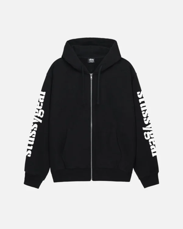 BLACK STÜSSY GEAR ZIP HOODIE