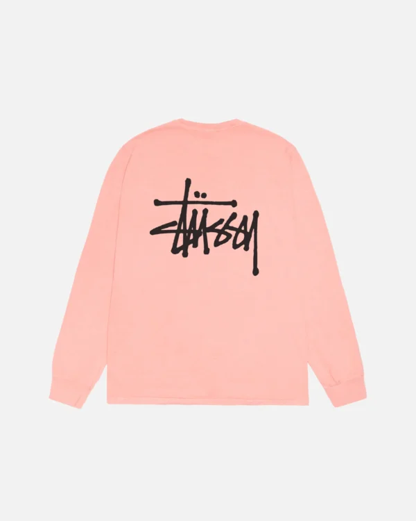 Basic Stussy Ls Tee Pigment Dyed Coral