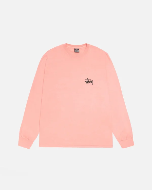 Basic Stussy Ls Tee Pigment Dyed Coral