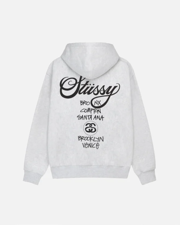 Sweat À Capuche Stussy World Tour Blanc