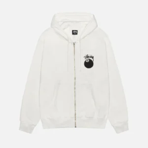 Sweat À Capuche Zippé 8 Ball Blanc